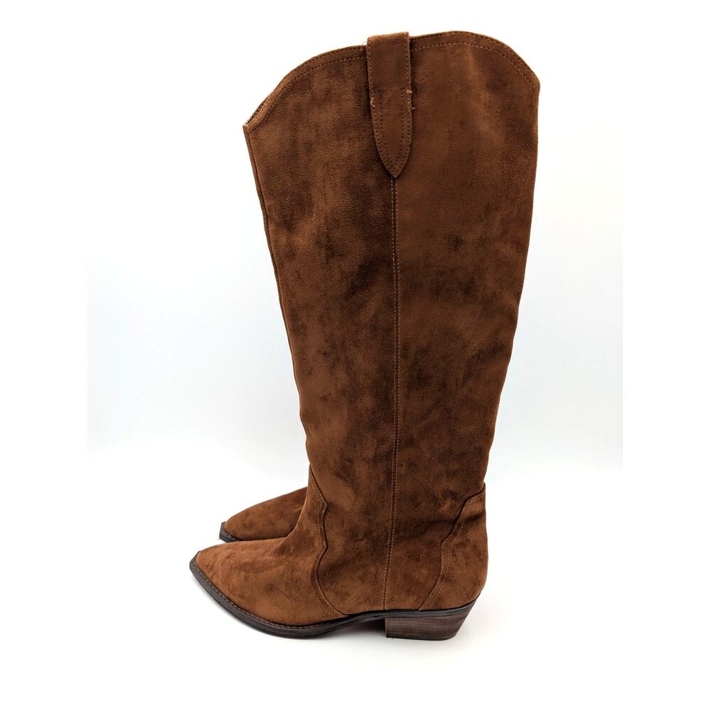 Dolce Vita Kit Knee High Cowboy Boots Side Zip Women's Brown Size US8.5 EU39